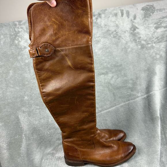 Frye Size 7.5 Womens Brown Leather Shirley OTK Over the Knee Riding Boots - Picture 2 of 13